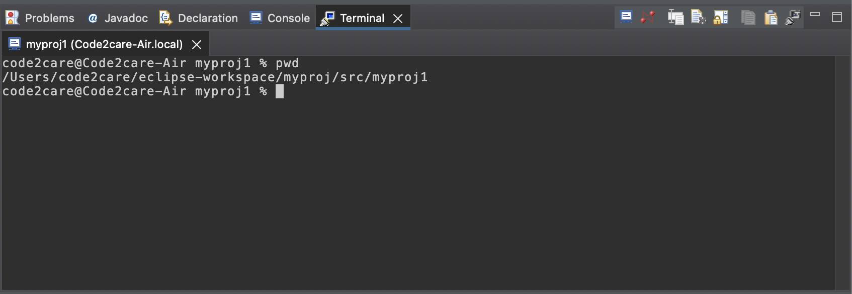 Open Terminal in Eclipse with current pwd